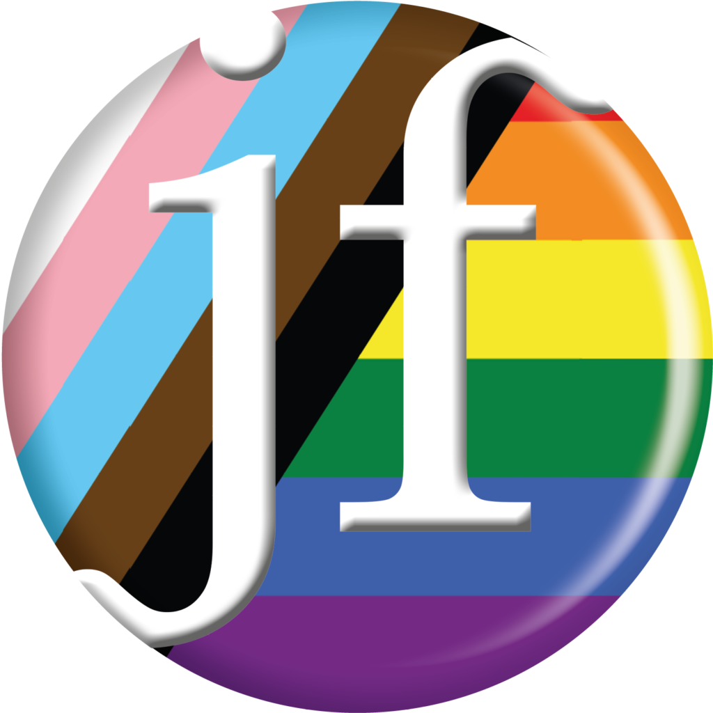 JF Logo with diversity flag badkground